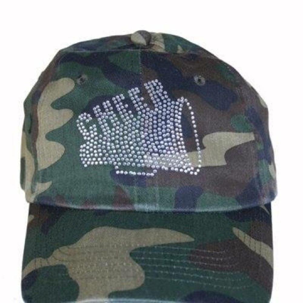 Camouflage “CHEER” Bling Baseball Hat New Never Worn